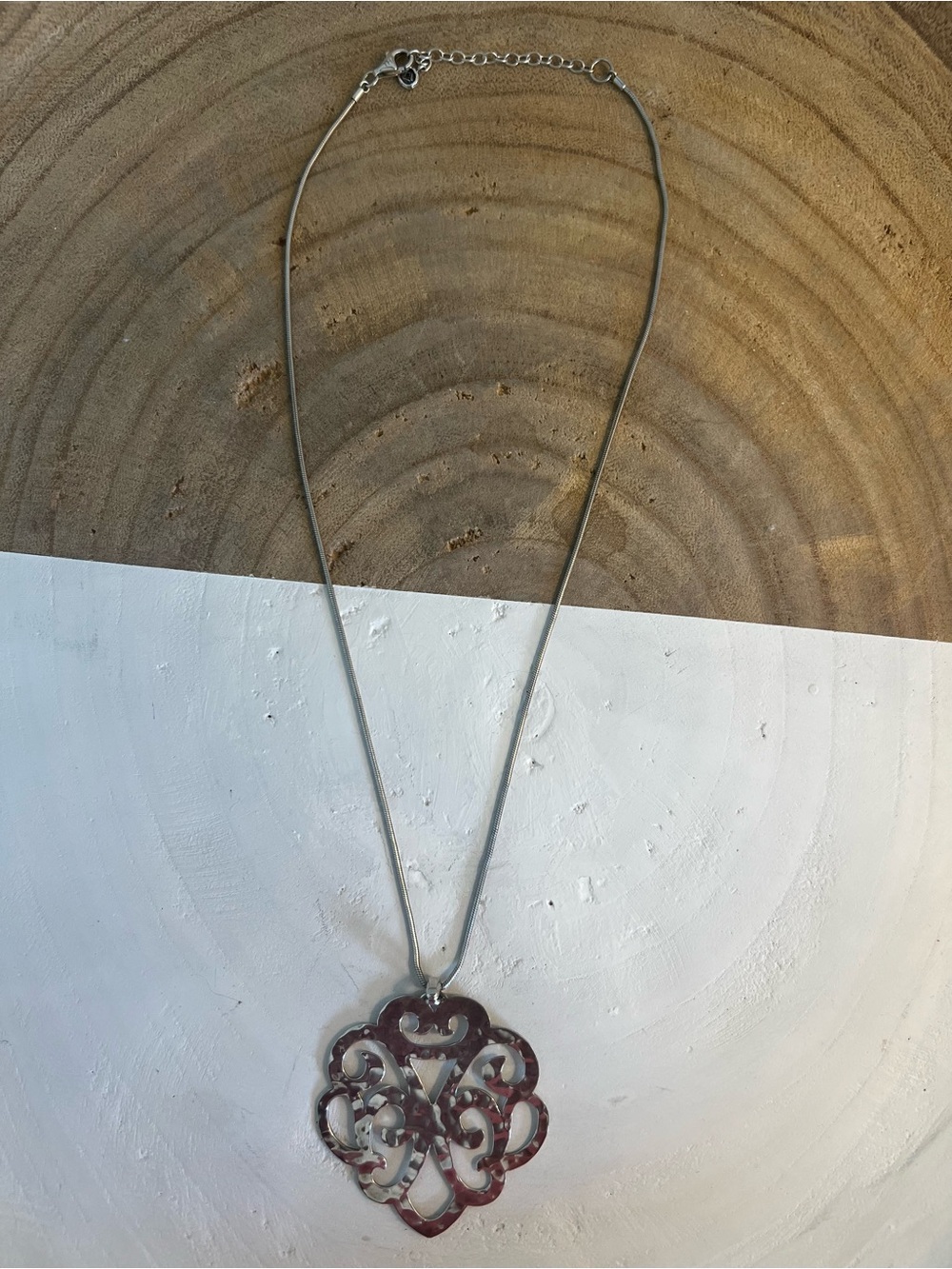 Silpada Burgundy and Silver Openwork Pendant Necklace